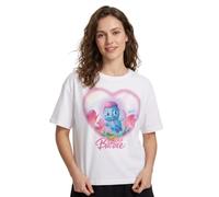 Barbie Bibble Heart Women's White Cropped Graphic Tee | Rainbow Gradient and Fairy Wings Print Short Sleeve Crew Neck Top | 100% Cotton Everyday Casual Wear | Official Merch