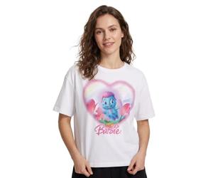 Barbie Bibble Heart Women's White Cropped Graphic Tee | Rainbow Gradient and Fairy Wings Print Short Sleeve Crew Neck Top | 100% Cotton Everyday Casual Wear | Official Merch - X-Large