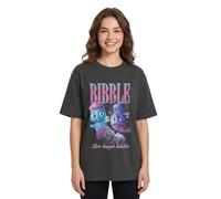 Barbie Bibble Women's Black Graphic Tee | Live Laugh Bibble Print Short Sleeve Crew Neck Top | Soft 100% Cotton Regular Fit Everyday Wear | Official Movie Merch - Medium