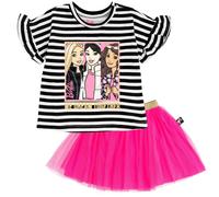 Barbie Big Girls T-Shirt and Mesh Tutu Black/Pink 14-16