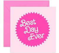 Barbie Birthday Card for Her - 'Best Day Ever' Neon Pink Card for Girl - Fun Well Done Congratulations Card for Daughter, Sister - Birthday Card for Female Friend | Blank Inside Envelope