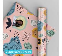 Barbie Birthday Wrapping Paper, 2 Sheets & 2 Tags, Kids Gift Wrap