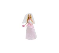 Barbie Bride Doll in White and Pink Dress with Veil and Bouquet