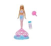 Barbie Bubble Sparkle Mermaid Doll with Bubble-Making Feature & Solution, Tray & Hairbrush, Plus Long, Color-Streaked Blonde Hair, JLW56
