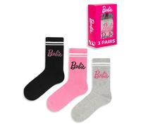 Barbie Socks 3 Pack For Women | Ladies Doll Logo Pink Grey Black | Footwear Accessories One Size