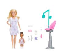 Barbie Careers Dentist Playset with Blonde Doll Wearing White Coat, Toddler Small Doll, Examination Chair & Accessories, JMK14