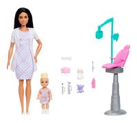 Barbie Careers Dentist Playset with Brunette Doll Wearing White Coat, Toddler Small Doll, Examination Chair & Accessories