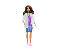 Barbie Careers Doctor Fashion Doll Wearing Removable Look with White Coat, Dress & Shoes, Plus Stethoscope Accessory, JKF76