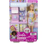 Barbie Ice Cream Shop Playset with 12 in Blonde Doll, Ice Cream Making Feature, 2 Dough Containers, 2 Bowls, 2 Cones, and accesories, Gift for Ages 3 Years Old & Up, HCN46