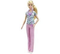 Barbie Nurse Blonde Doll (12-in/30.40-cm) with Scrubs Featuring a Medical Tool Print Top & Pink Pants, White Shoes & StethoscopeAccessory, Great Gift for Ages 3 Years Old & Up, GTW39
