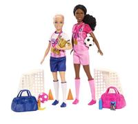 Barbie Careers Playset, Soccer Player Set with 2 Fashion Dolls & 15 Accessories Including Barbie 'Brooklyn”, Blonde Petite Player, 2 Nets & More, HRG88