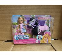 Barbie Chelsea Doll & Horse Toy Set, Includes Helmet Accessory, Doll Bends at Knees to “Ride” Pony