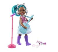 Barbie Chelsea Can Be Playset with Brunette Chelsea Rockstar Doll (6-in/15.24-cm), Guitar, Microphone, Headphones, 2 VIP Tickets, Star-shaped Glasses, Great Gift for Ages 3 Years Old and Up