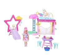 Barbie Chelsea Doll and Baby Pegasus Playset, Winged Horse Toys, Barbie A Touch of Magic Set with Stable, Pet Bunny and Accessories, JCW56