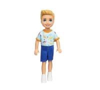 Barbie Chelsea Doll, Small Boy Doll Wearing Removable One-Piece with Dinosaur Print & White Shoes, Blond Hair & Blue Eyes