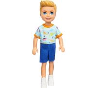 Barbie Chelsea Doll, Small Boy Doll Wearing Removable One-Piece with Dinosaur Print & White Shoes, Blond Hair & Blue Eyes