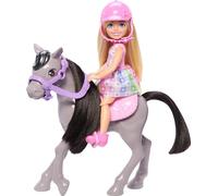 Barbie Chelsea Doll & Horse Toy Set, Includes Helmet Accessory, Doll Bends at Knees to “Ride” Pony