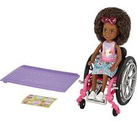 Barbie Doll – Brunette Chelsea with Wheelchair (moving wheels), Ramp, Sticker Sheet & Accessories