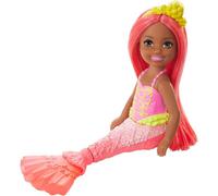 Barbie Dreamtopia Chelsea Mermaid Doll, 6.5-inch with Coral-Colored Hair and Tail