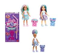 Barbie Chelsea Pop Reveal Doll Set, Treat Series with 5 Surprises Including Scented Small Doll, Pop-It Pet & Color Change (Styles May Vary), JFY01