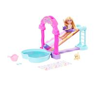 Barbie Chelsea Rainbow Water Slide Playset with Doll, Dog, & Accessories, Pour Water Into Arch to Make it “Rain”, HTK39