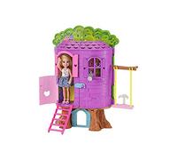 Barbie Chelsea treehouse playset, portable play child doll included, bright and colourful, gift set for children aged 3+ FPF83