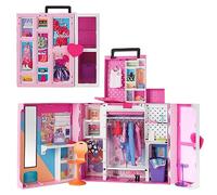 Barbie closet Playset with 35+ Accessories, 5 complete Looks, Pop-Up 2nd Level, Full Length Mirror, Laundry chute, Dream closet