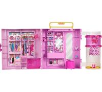Barbie Closet with Spin & Style Dressing Room Feature, Vanity Area with Ottoman and Ring Light, 4 Fashions, 20+ Pieces, & Portable Storage , JNR16