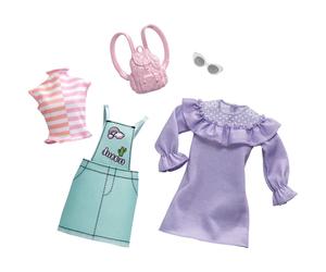 Barbie Clothes - 2 Outfits Doll Feature Pastels Like Light Green Overalls with Cute Graphics and Pink Backpack Gift for 3 to 8 Year Olds