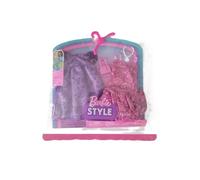 Barbie Style Fashion Pack, 2 Floral Outfits Pink and Purple with Accessories for Doll Barbie