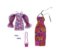 Barbie Clothes, Fashion and Accessory 2-Pack Dolls, 2 Dressy Floral-Themed Outfits with Styling Pieces for Complete Looks