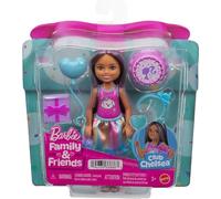 Barbie Club Chelsea 6-Inch Birthday-Themed Small Doll with Purple-Streaked Brunette Hair, Colorful Dress & 4 Party Accessories, JJB38