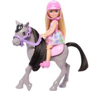 Barbie Chelsea Doll & Horse Toy Set, Includes Helmet Accessory, Doll Bends at Knees to “Ride” Pony