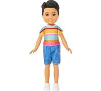 Barbie Club Chelsea Koji 6-Inch Boy Small Doll with Brunette Hair Wearing Removable Striped Shirt, Shorts & Shoes, JJB36