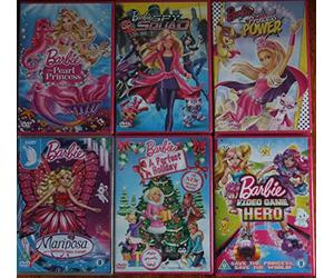 BARBIE COLLECTION 6 x DVD barbie video game hero PEARL PRINCESS mariposa SPY SQUAD princess power A PERFECT HOLIDAY