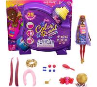 Barbie Color Reveal Glitter Hair Swaps Doll, Glittery Blue with 25 Hairstyling &