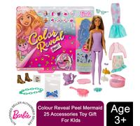 Barbie Color Reveal Peel Mermaid, Fairy or Unicorn Toy Doll with 25 Accessories