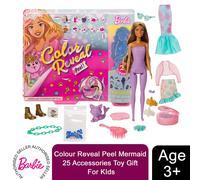 Barbie Colour Reveal Mermaid Doll Toy, Surprise 25 Accessories Gift for Kids