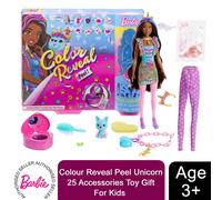 Barbie Colour Reveal Peel Unicorn Doll with 25 Accessories Toy Gift For Kids