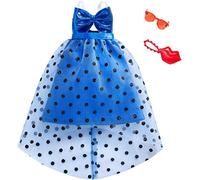 Barbie Complete Looks Doll Clothes - Blue Polka Dot Dress & 2 Accessories - Gift for 3-7 Year Olds