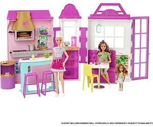Barbie Cook ‘n Grill Restaurant Playset with Barbie Doll, 25+ Pieces & 6 Play Areas Including Kitchen, Pizza Oven, Grill & Dining Booth, Gift for 3 to 7 Year Olds