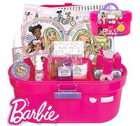 Barbie Cosmetic Case by Horizon Group USA, DIY Beauty Kit for an at-Home Spa Day, Create Your Own Face Sheet Masks, Nail Art & Body Glitter, Includes Reusable Storage Case with Removable Tray