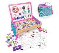 Barbie Magnetic Wooden Creation Station - Kids Play Board with Whiteboard, Magnetic Letters, Numbers, Dress-Up Outfits, Coloring Sheets & Storage Pouch - Creative Toy for Ages 3+