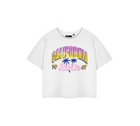 Vanilla Underground Barbie Womens White California Dream Cropped Short Sleeved T-Shirt (Small)
