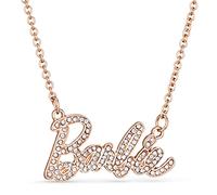Barbie Crystal Script Logo Necklace (Rose Gold)