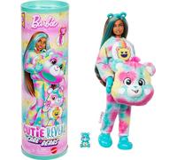 Barbie Cutie Reveal Care Bears Doll & Accessories, Series 2 Good Vibes Bear with 10 Surprises Including Color Change & Mini Bear, JFV62