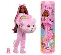 Barbie Cutie Reveal Care Bears Series Doll & Accessories in Cheer Bear Plush Costume, 10 Surprises