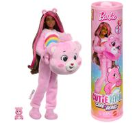 Barbie Cutie Reveal Care Bears Series Doll & Accessories Set with Cheer Bear Plush Costume & 10 Surprises Including Color Change & Mini Bear, JCN95