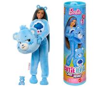 Barbie Cutie Reveal Care Bears Series Doll & Accessories Set with Grumpy Bear Plush Costume & 10 Surprises Including Color Change & Mini Bear, JCN96