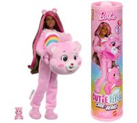 Barbie Cutie Reveal Care Bears Series Doll Age 3+ & Accessories Set with Cheer Bear Plush Costume & 10 Surprises Including Color Change & Mini Bear, JCN95